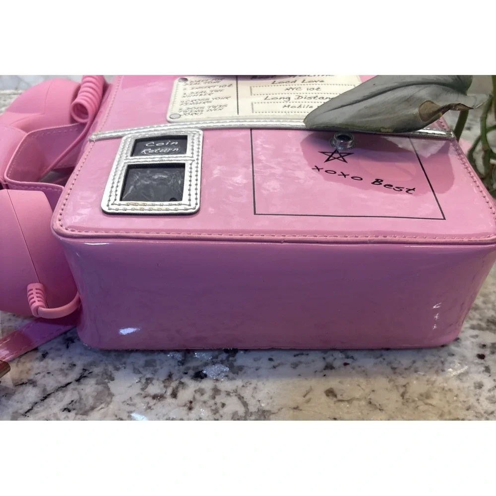 Women Rotary Telephone Shaped Handbag Purse Retro Look Pink Phone Shoulder Bags